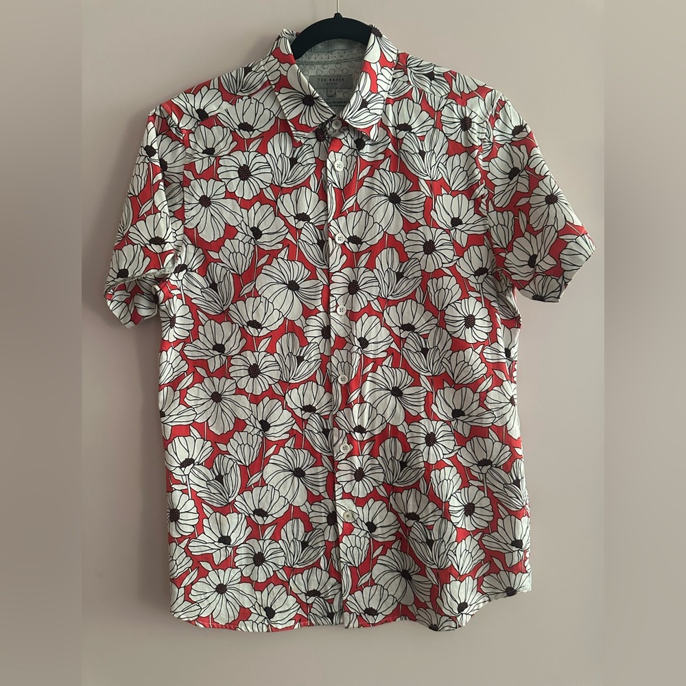 Ted Baker Floral Button Down Shirt, Sz. 3